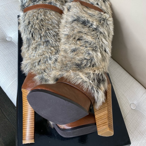 Colin Stuart Cognac Fur Knee High Boots - Picture 9 of 14